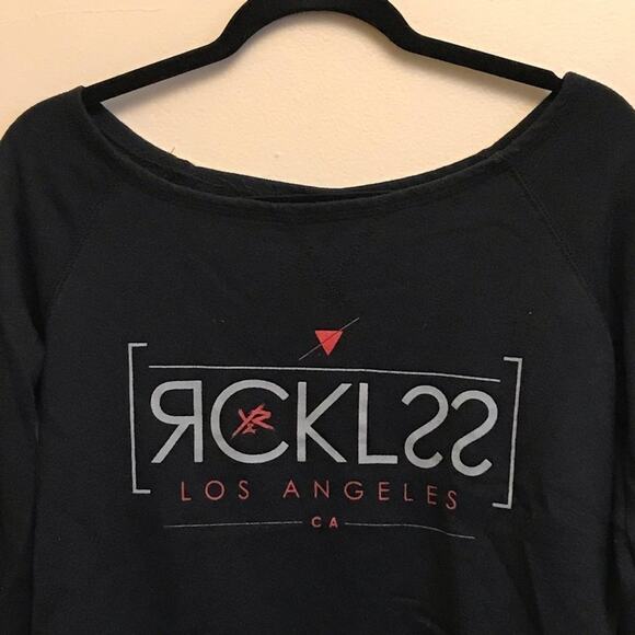 Young & Reckless (Y&R) S scoop neck sweater black red Los Angeles - Picture 2 of 7